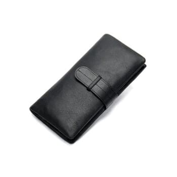 δερμάτινο πορτοφόλι σε μαύρο χρώμα μπροστινή όψη