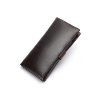 δερμάτινο πορτοφόλι σε σκούρο καφέ χρώμα πίσω όψη