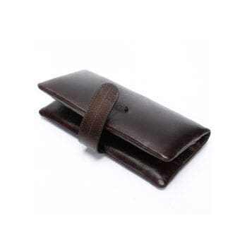 δερμάτινο πορτοφόλι σε σκούρο καφέ χρώμα