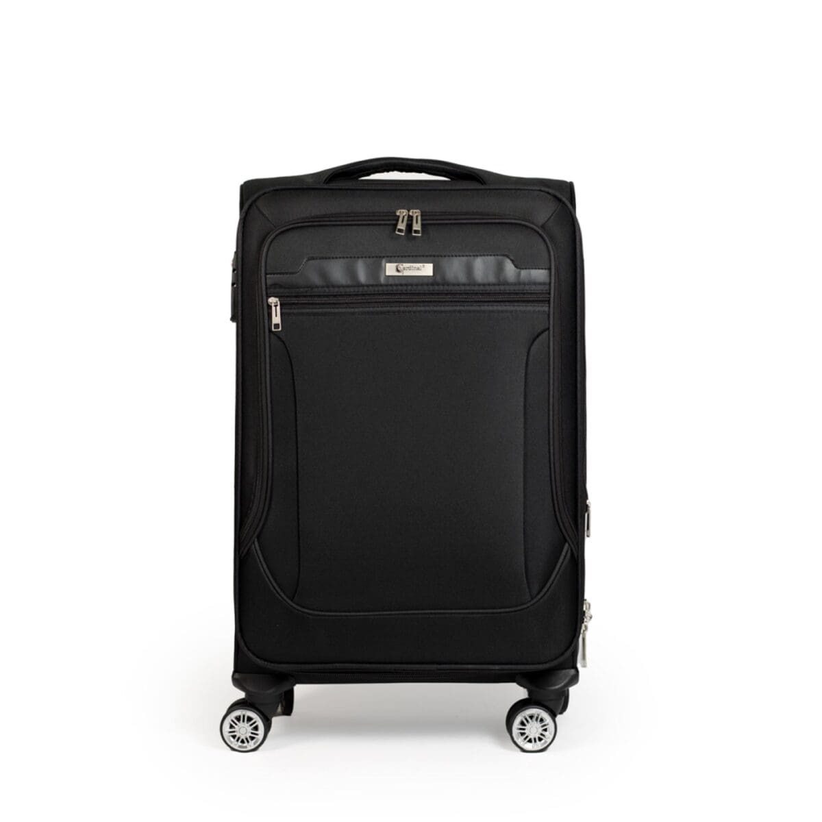 Βαλίτσα μεσαία με διπλά ροδάκια , tsa lock από υφασμάτινο υλικό σε μαύρο χρώμα , επεκτάσιμη.