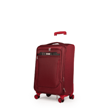 Βαλίτσα χειραποσκευή με διπλά ροδάκια , tsa lock από υφασμάτινο υλικό σε μπορντό χρώμα , επεκτάσιμη .