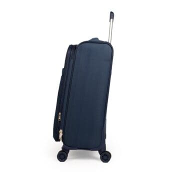 Αριστερή πλευρά βαλίτσας υφασμάτινης σε μαύρο μπλε