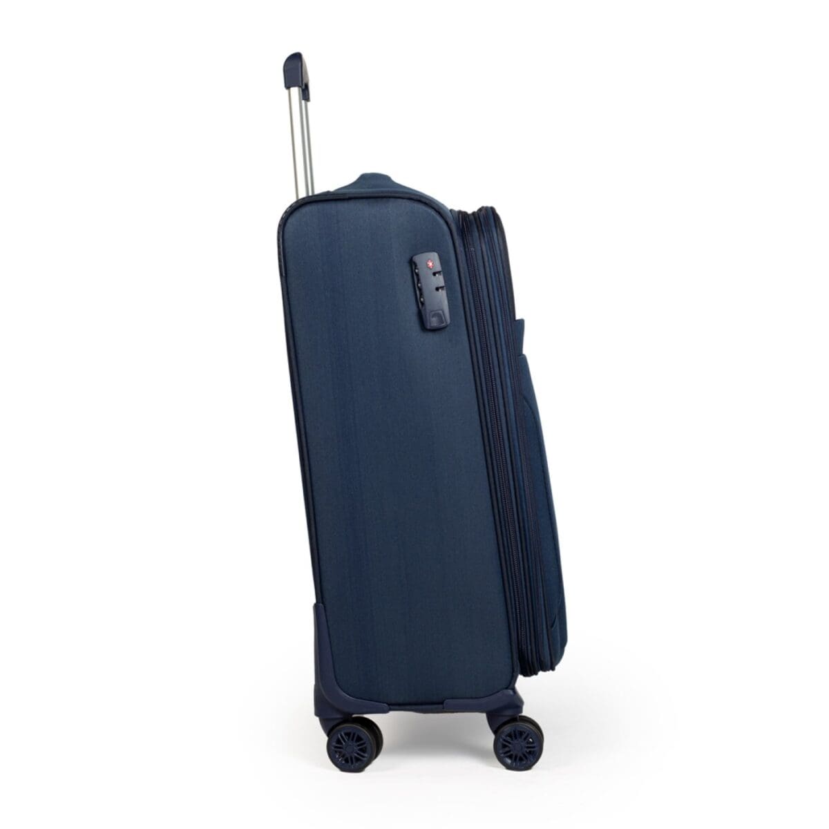 Δεξιά πλευρά βαλίτσας με κλειδαριά σε μαύρο μπλε
