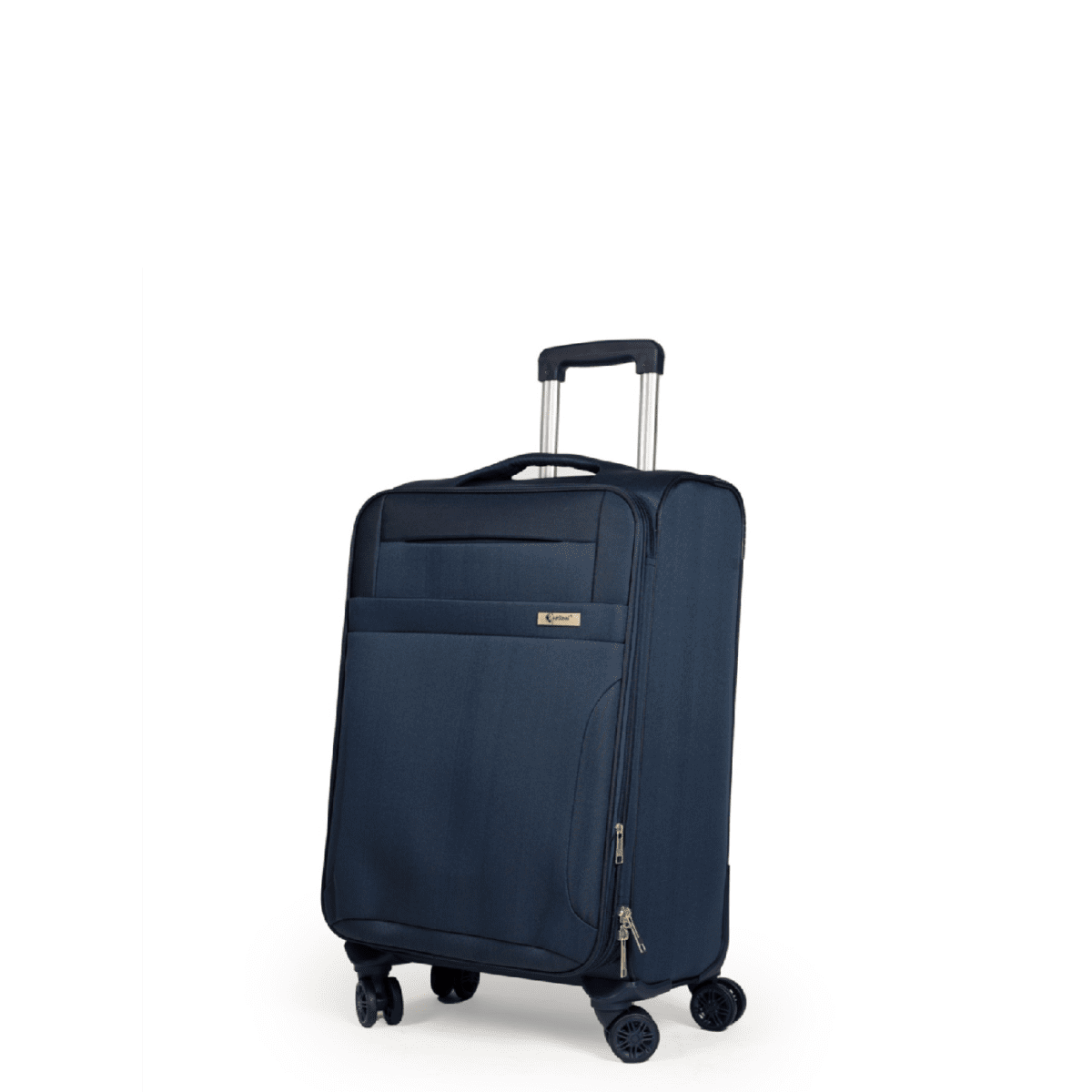 Βαλίτσα χειραποσκευή(καμπίνας) με διπλά ροδάκια , tsa lock από υφασμάτινο υλικό σε μπλε , επεκτάσιμη .