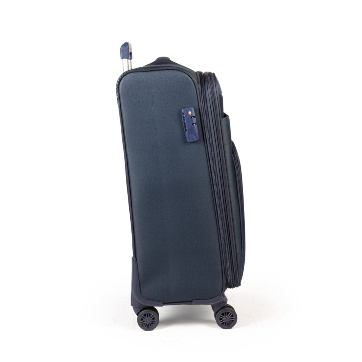 Δεξιά πλευρά βαλίτσας με κλειδαριά σε μπλε χρώμα