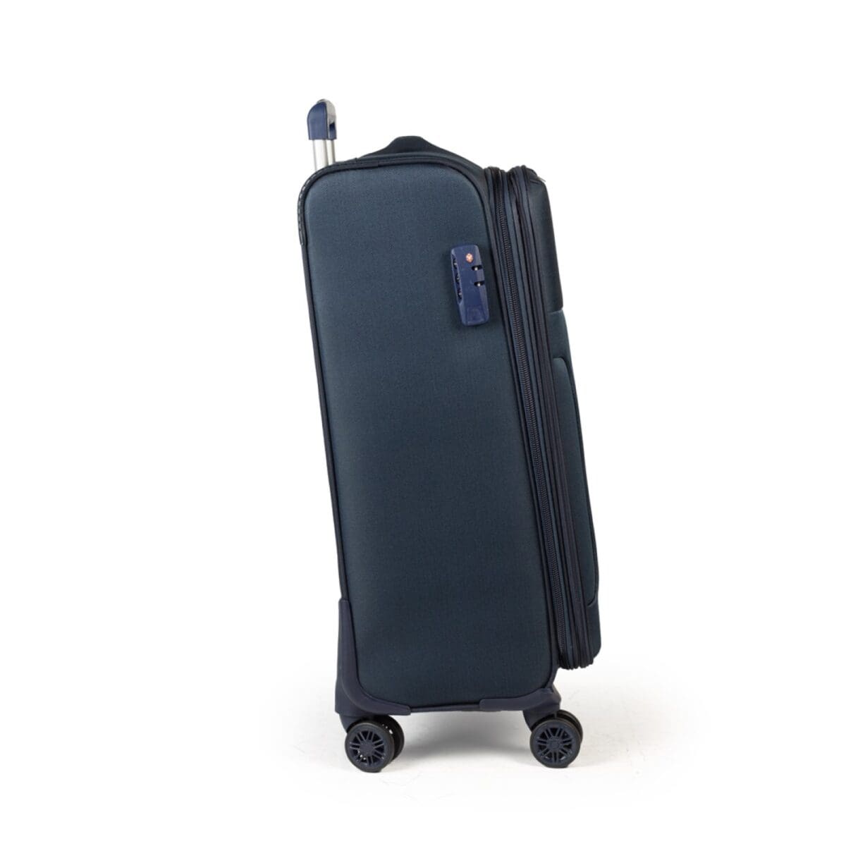 Δεξιά πλευρά βαλίτσας με κλειδαριά σε μπλε χρώμα