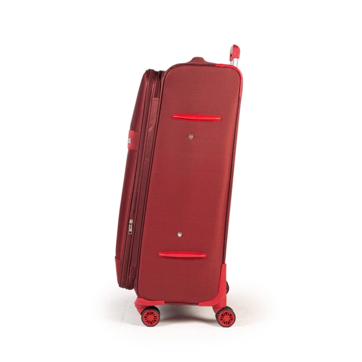 Αριστερή πλευρά βαλίτσας υφασμάτινης σε μπορντό χρώμα