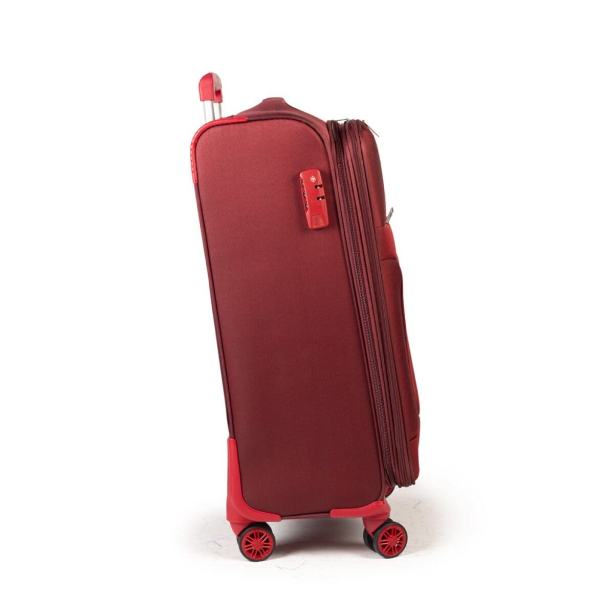 Δεξιά πλευρά βαλίτσας με κλειδαριά σε μπορντό χρώμα