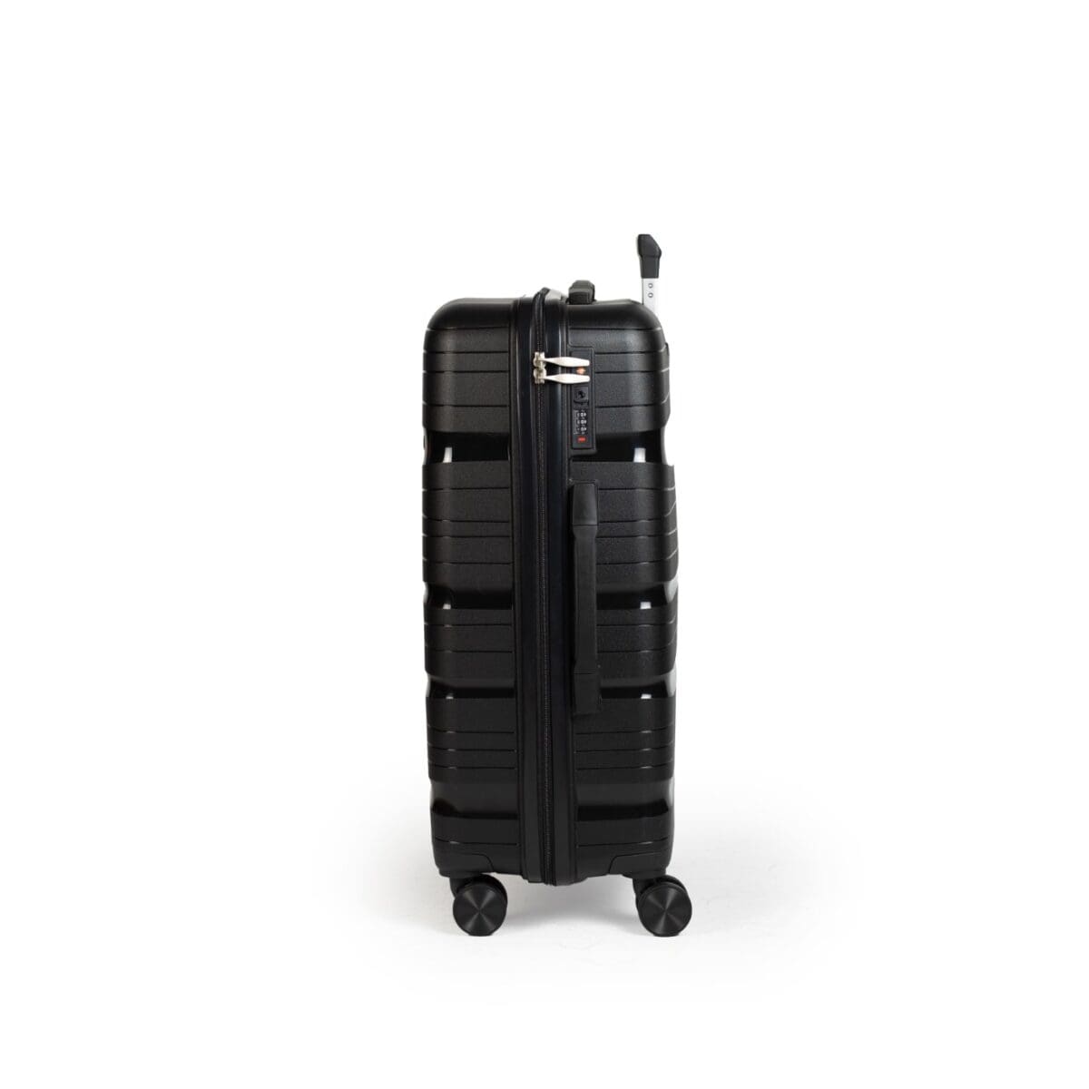 Αριστερή πλευρά βαλίτσας με χερούλι και συνδυασμό tsa σε μαύρο χρώμα