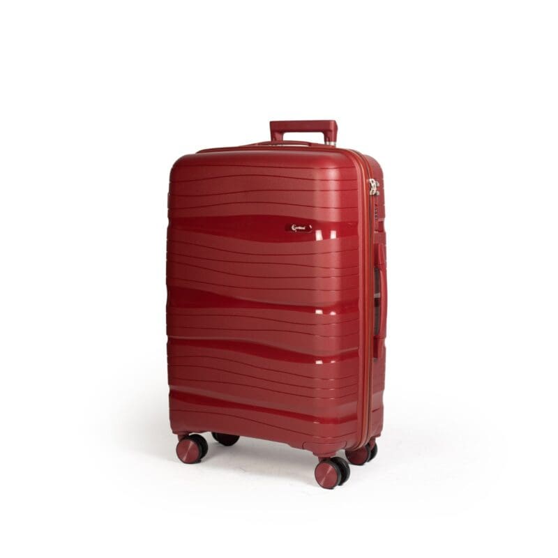 Βαλίτσα μεσαία με κλειδαριά tsa, υλικό PP(άθραυστο) σε χρώμα μπορντό με διπλά ροδάκια .