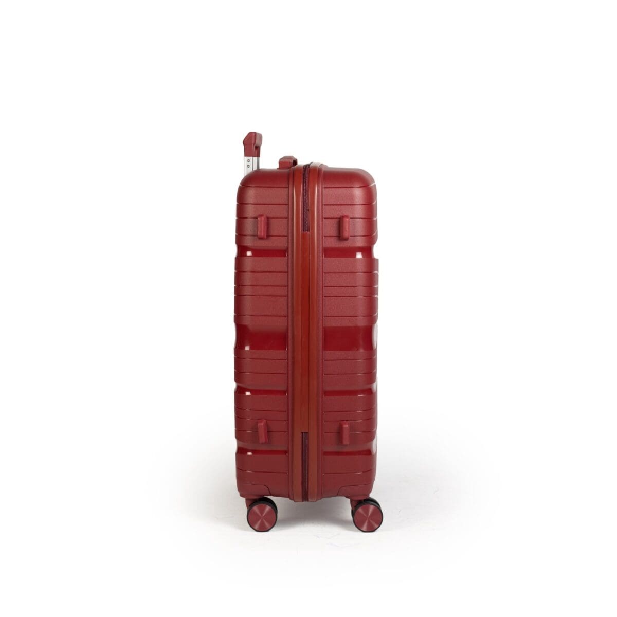 Δεξιά πλευρά βαλίτσας με πατόκουμπα σε μπορντό χρώμα