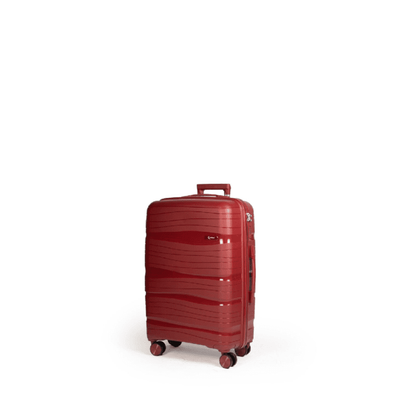 Βαλίτσα καμπίνας με κλειδαριά tsa, υλικό PP(άθραυστο) σε χρώμα μπορντό με διπλά ροδάκια .