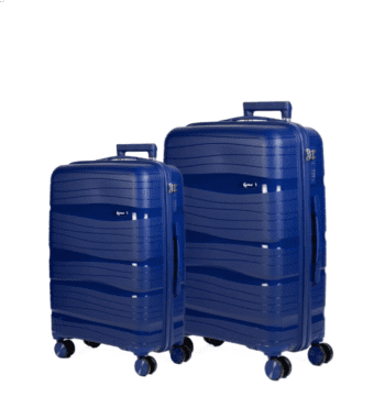 Βαλίτσες μεσαία, μεγάλη με κλειδαριά tsa, υλικό PP(άθραυστο) σε χρώμα μπλε με διπλά ροδάκια .