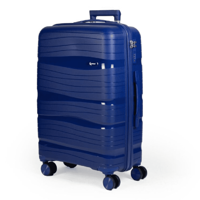 Βαλίτσα μεγάλη με κλειδαριά tsa, υλικό PP(άθραυστο) σε χρώμα μπλε με διπλά ροδάκια .