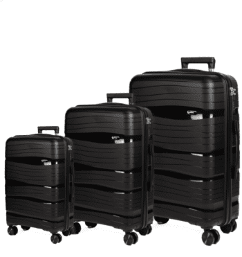 Βαλίτσες καμπίνας , μεσαία, μεγάλη με κλειδαριά tsa, υλικό PP(άθραυστο) σε χρώμα μαύρο με διπλά ροδάκια .