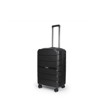 Βαλίτσα χειραποσκευή με tsa lock διπλά ροδάκια από πολυπροπυλένιο άθραυστο υλικό και επέκταση σε μαύρα χρώμα