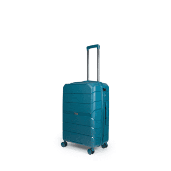 Βαλίτσα χειραποσκευή με tsa lock διπλά ροδάκια από πολυπροπυλένιο άθραυστο υλικό και επέκταση σε πετρόλ χρώμα