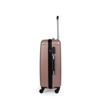 αριστερή πλευρά βαλίτσας με κλειδαριά σε ροζ χρώμα