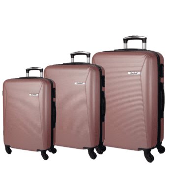 Βαλίτσες καμπίνας, μεσαία , μεγάλη με κλειδαριά , υλικό abs σε χρώμα ροζ .