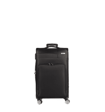 Βαλίτσα χειραποσκευή(καμπίνας) με διπλά ροδάκια , tsa lock από υφασμάτινο υλικό σε μαύρο , επεκτάσιμη .