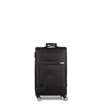 Βαλίτσα χειραποσκευή(καμπίνας) με διπλά ροδάκια , tsa lock από υφασμάτινο υλικό σε μαύρο χρώμα , επεκτάσιμες .