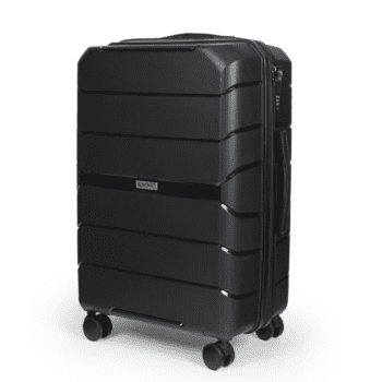 Βαλίτσα μεγάλη με tsa lock διπλά ροδάκια από πολυπροπυλένιο άθραυστο υλικό και επέκταση σε μαύρο χρώμα
