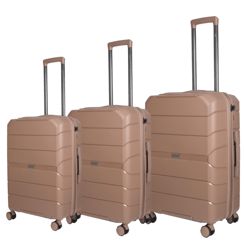 Βαλίτσες μικρή(καμπίνας) ,μεσαία , μεγάλη με tsa lock διπλά ροδάκια από πολυπροπυλένιο άθραυστο υλικό και επέκταση σε ροζ χρώμα