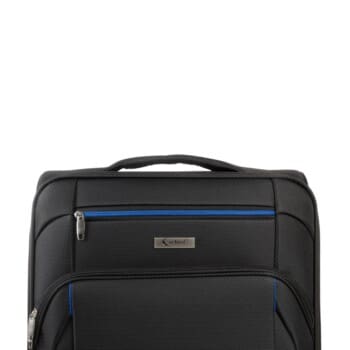 details βαλίτσας μπροστά εξωτερικά μαύρο με μπλε λεπτομέριες
