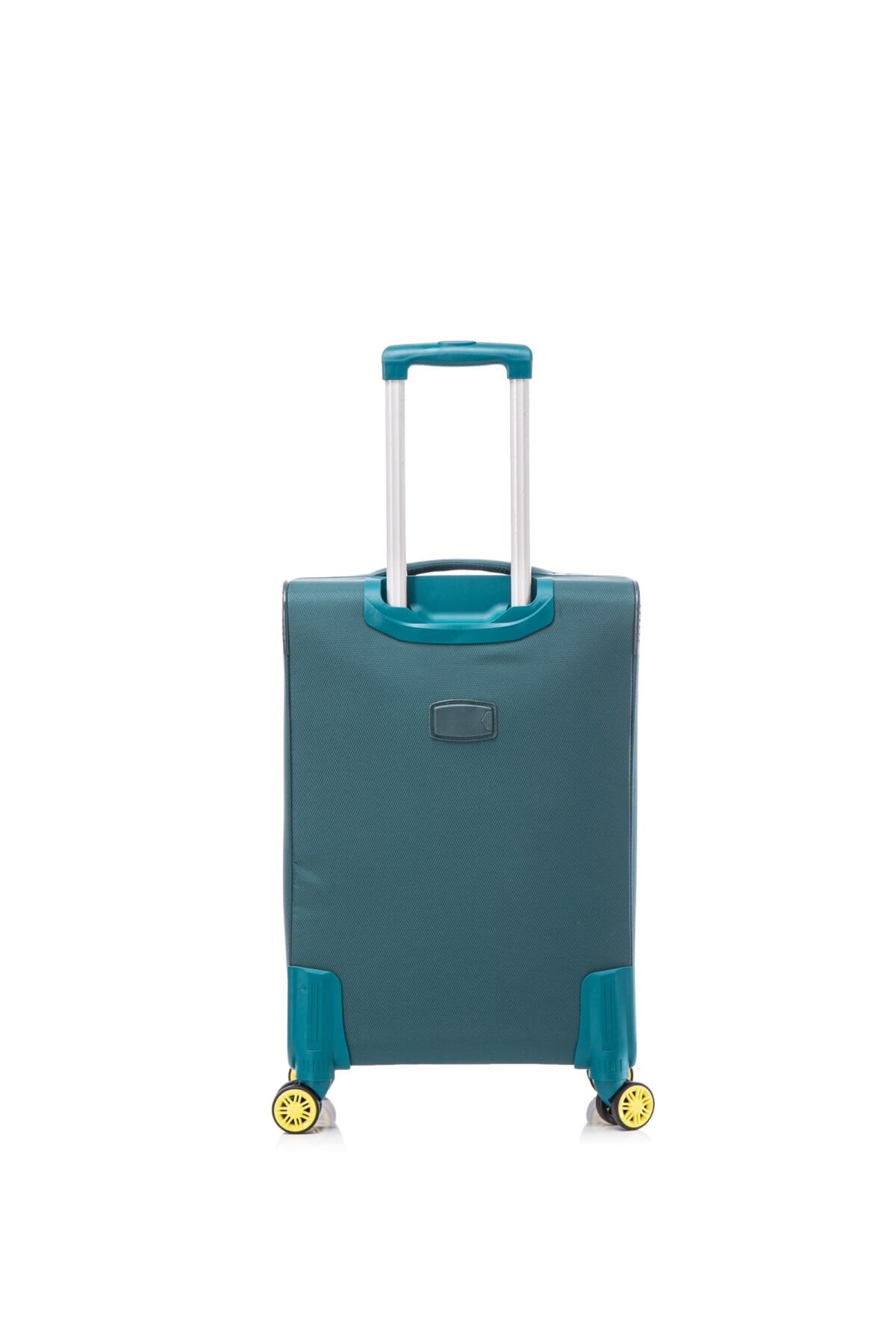 πίσω όψη βαλίτσας σε πετρόλ χρώμα