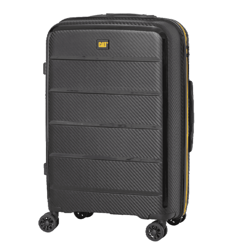 Βαλίτσα μεγάλη με διπλά ροδάκια από πολυπροπυλένιο υλικό σε μαύρο χρώμα κίτρινο (carbon)